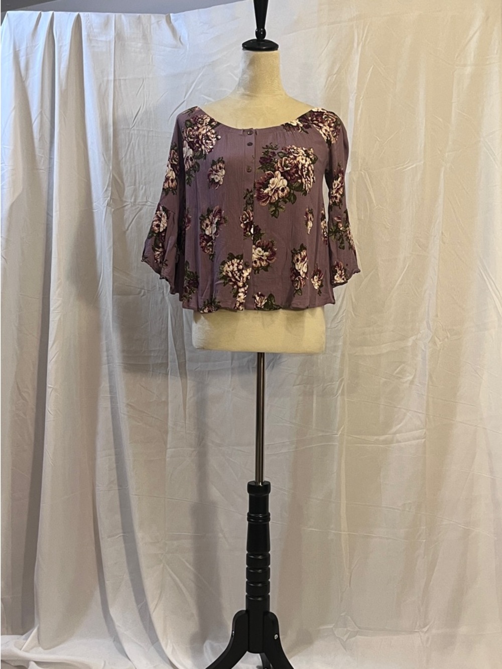 Ivory Love Floral Off-Shoulder Purple Top